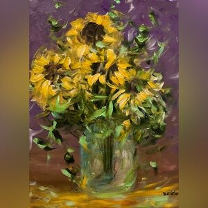 SUNFLOWER ART ORIGINAL ACRYLIC PAINTING SIZE 16 H x 12 W inch canvas